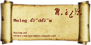 Meleg Ádám névjegykártya